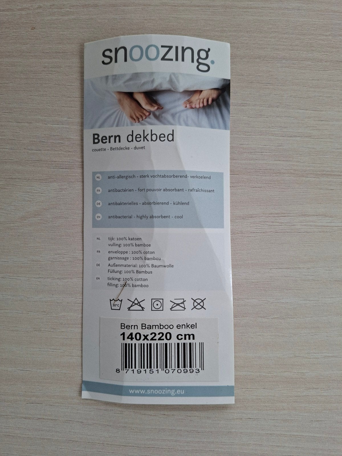 Snoozing Bern Bamboe Dekbed - Eenpersoons 140x220 cm, Ophalen of Verzenden, Zo goed als nieuw, Eenpersoons, Deken of Dekbed