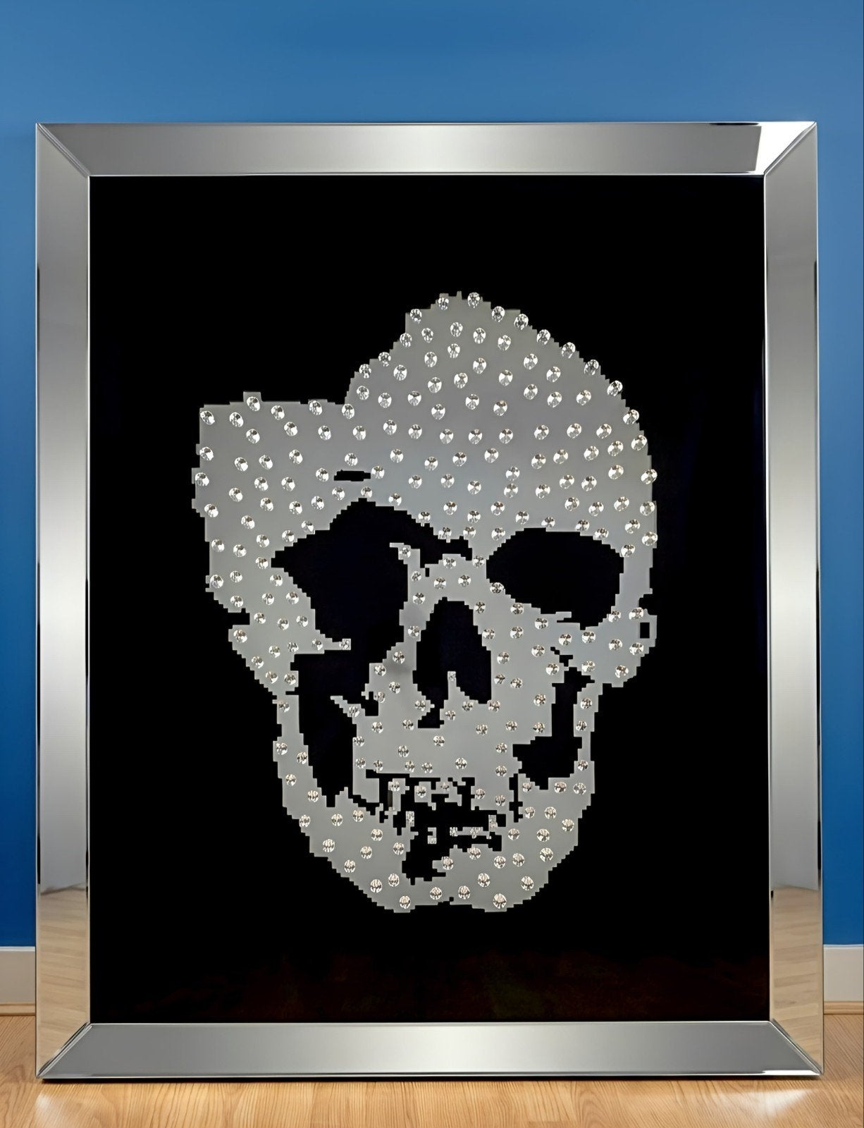 Skull spiegel met strass steentjes, 100x120 cm, Ophalen, 100 tot 150 cm, Zo goed als nieuw, 75 tot 100 cm