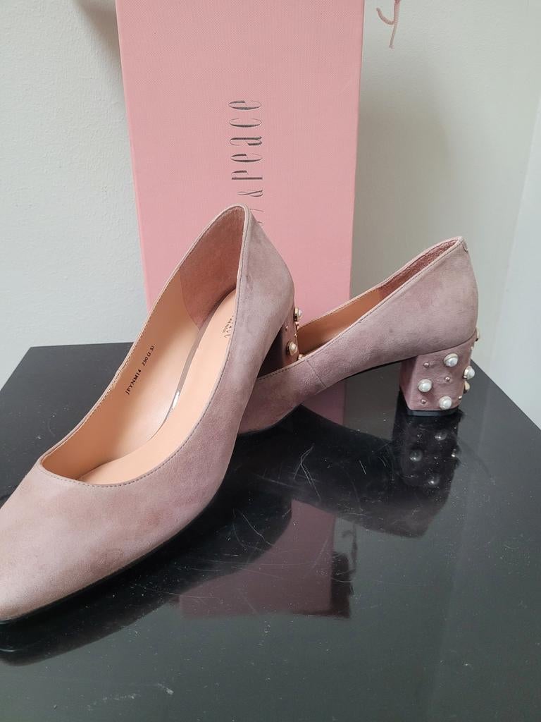 Nude/Oud Roze Suede Pumps met Parels Maat 40, Ophalen of Verzenden, Nieuw, Roze, Pumps
