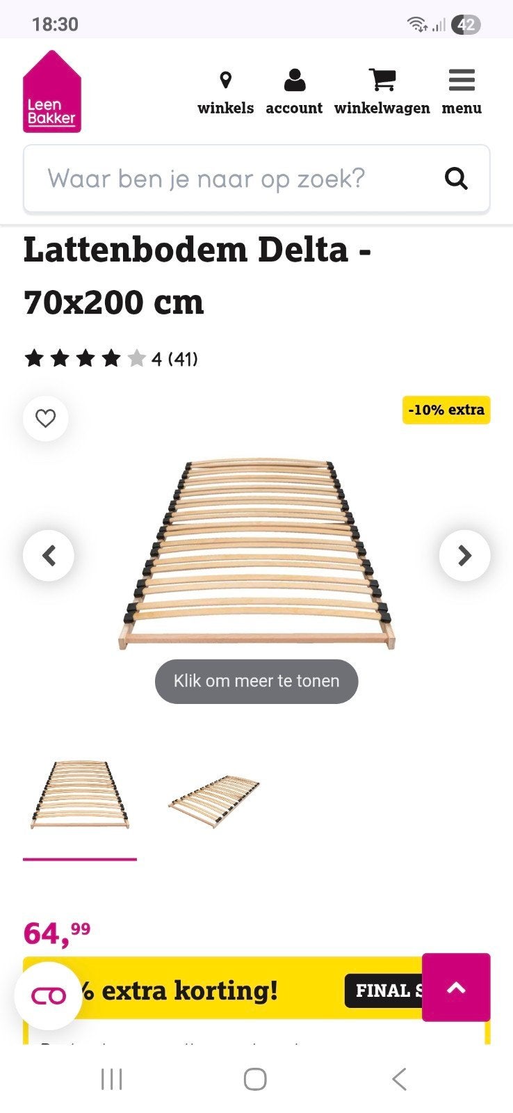 2x Lattenbodem 70x200 cm - kunnen nog een ronde mee, Huis en Inrichting, Slaapkamer | Matrassen en Bedbodems, Ophalen, Gebruikt
