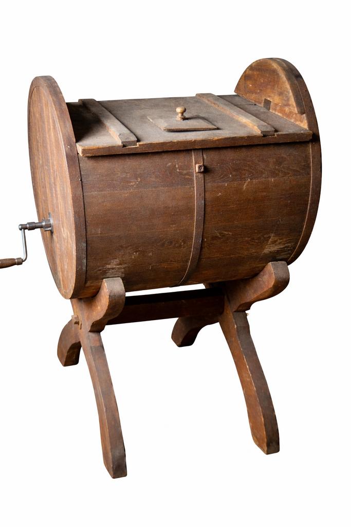 Antieke houten boterkarn met zwengel, Antiek en Kunst, Antiek | Overige Antiek, Ophalen