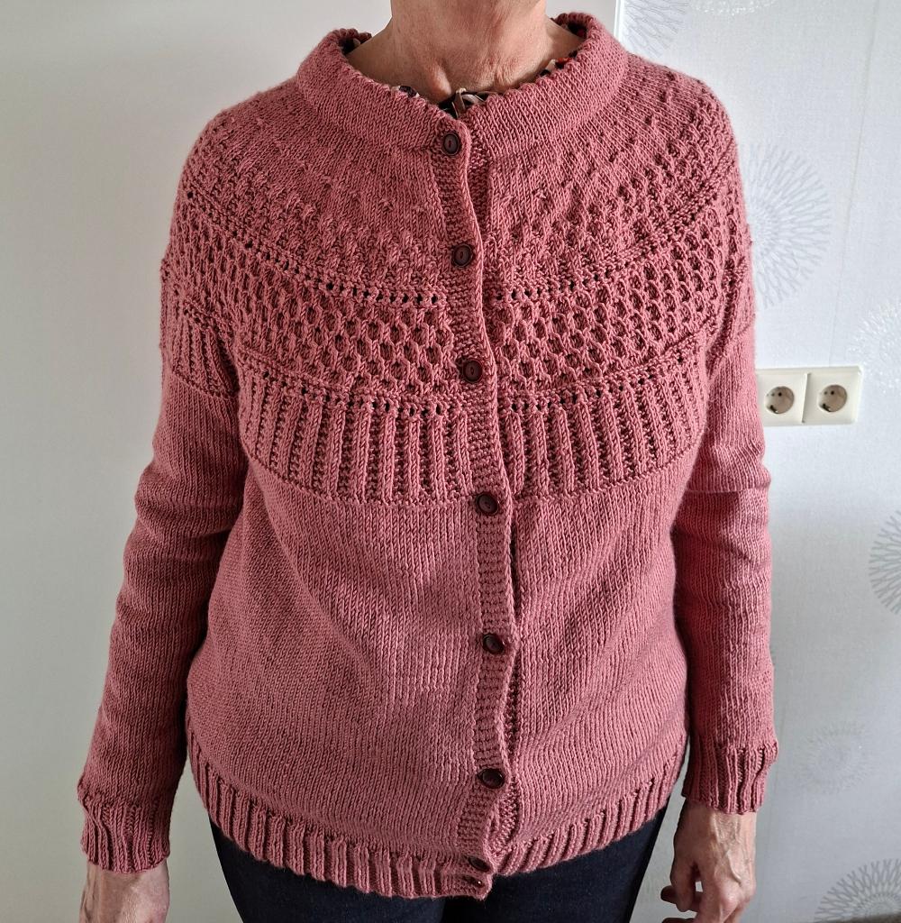 Gebreid Vest Oud Roze maat 42/44, Ophalen of Verzenden, Zo goed als nieuw, Breien, Overige typen