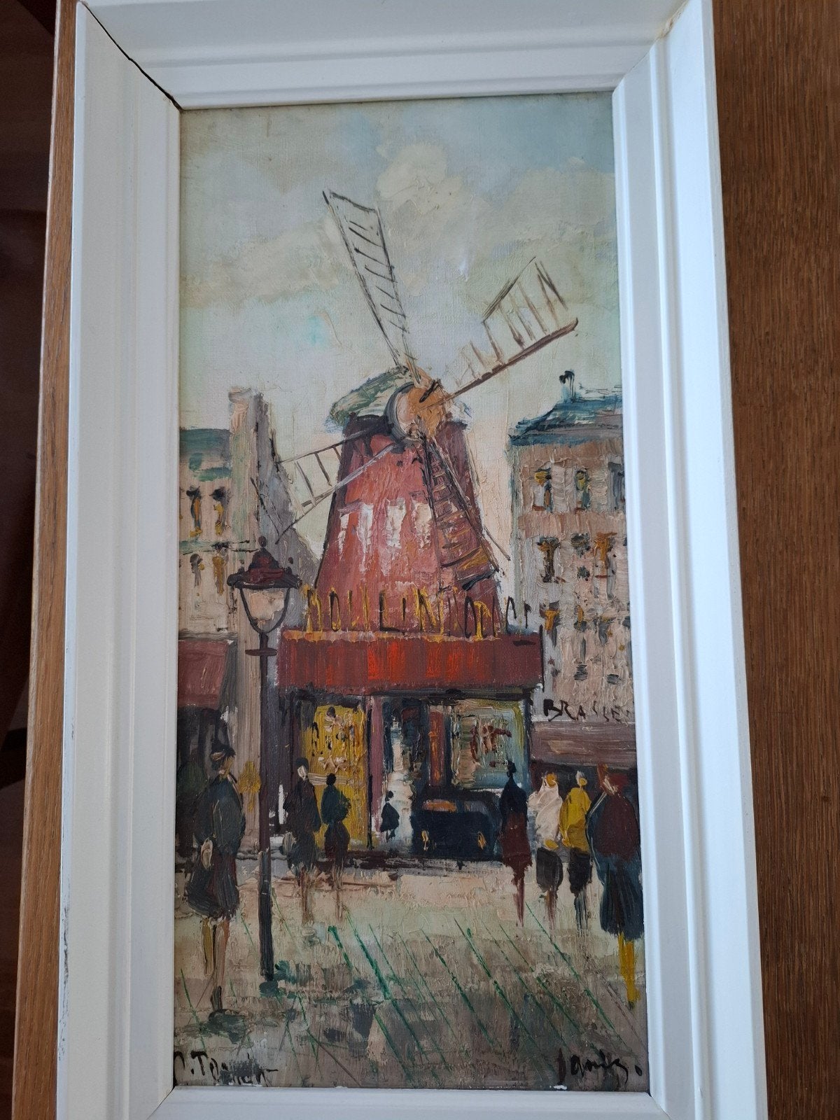 Olieverfschilderij Moulin Rouge Parijs, gesigneerd, Ophalen of Verzenden
