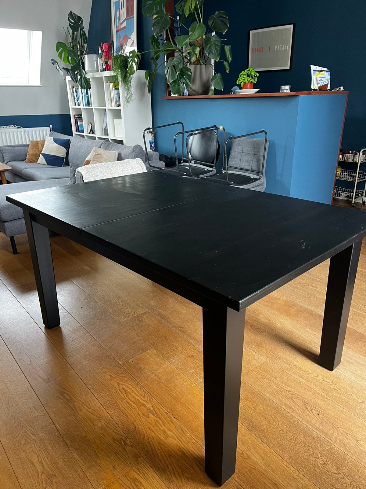 Houten uitschuifbare ikea tafel, Ophalen, Zo goed als nieuw, Rechthoekig, 50 tot 100 cm