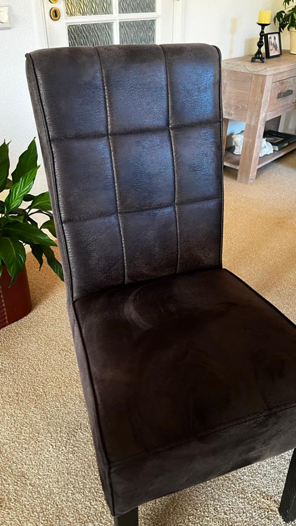 6 mooie eetkamerstoelen in leerlook, Huis en Inrichting, Stoelen, Ophalen, Gebruikt, Bruin, Leer