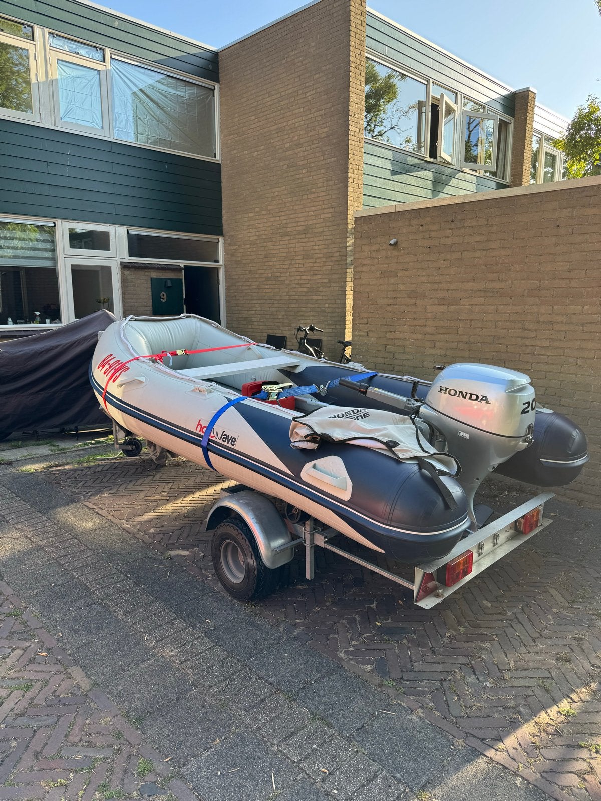 Rubberboot honwave met honda 20pk, Watersport en Boten, Aluminium, Gebruikt, 1 m, 20 pk