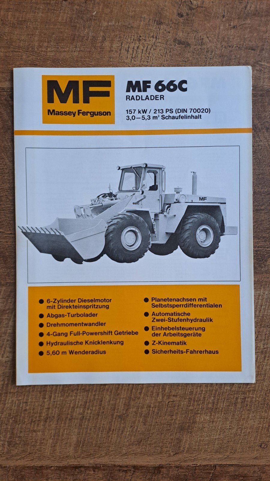 folder MF Massey Ferguson MF 66 C Wiellader, Laadschop, Ophalen of Verzenden, Zo goed als nieuw, Folder
