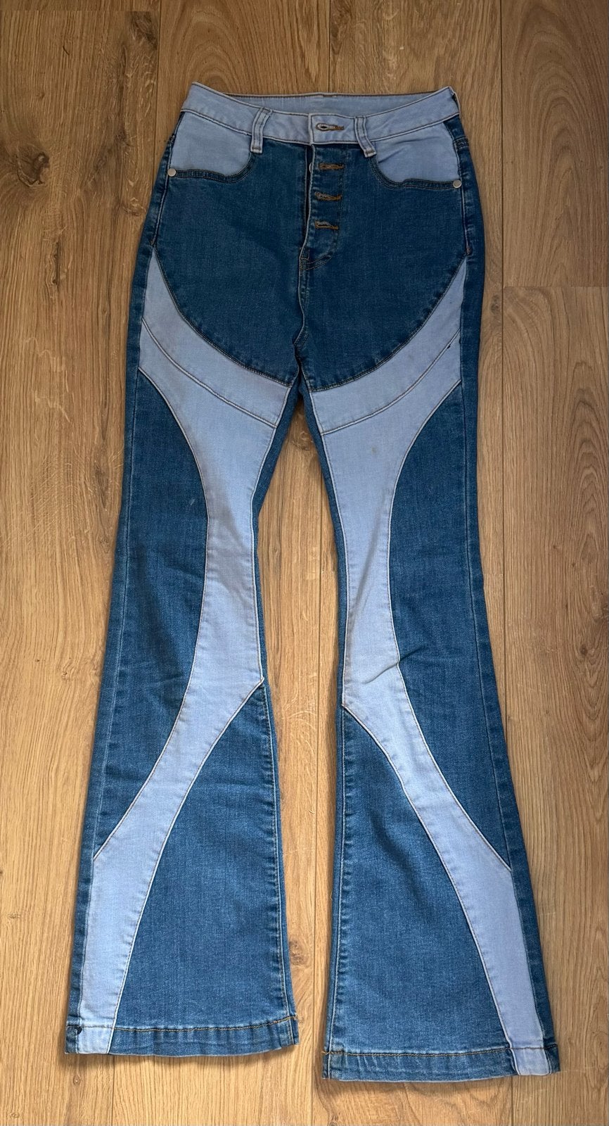 Flare Broek - Maat XS, Blauw, Ophalen of Verzenden, Zo goed als nieuw, Maat 34 (XS) of kleiner