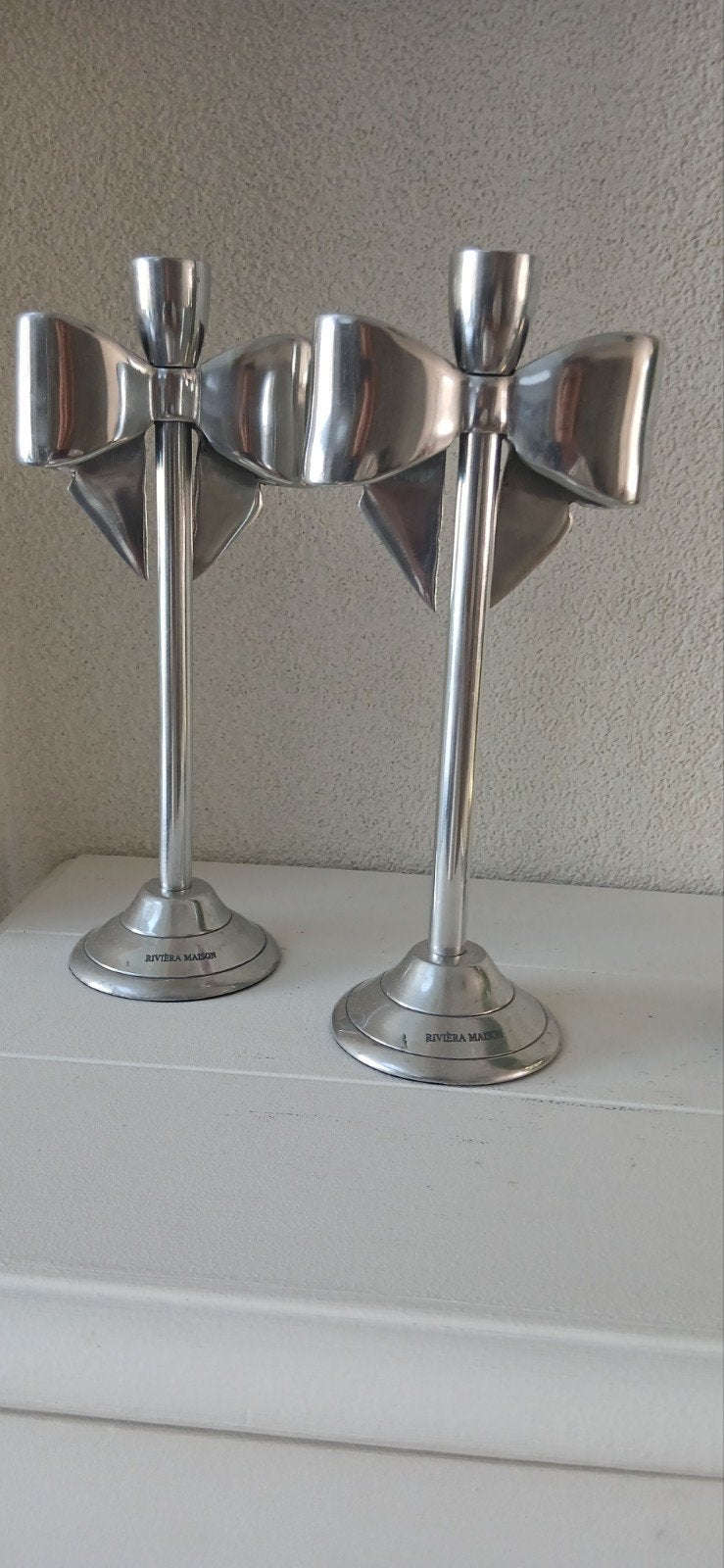 Zilverkleurige Riviera Maison Kaarsenstandaards (set van 2), Ophalen of Verzenden