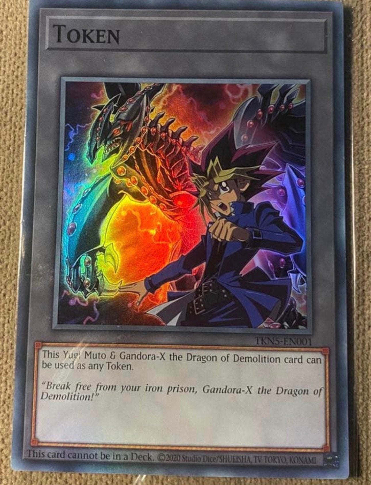 Yu-Gi-Oh! Yugi Muto & Gandora -X Token Promo Sealed !, Ophalen of Verzenden, Zo goed als nieuw, Losse kaart, Foil