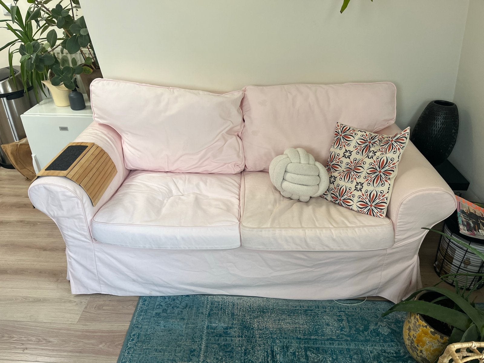 IKEA Ektorp 2-zits bank met roze hoes, Huis en Inrichting, Ophalen, Gebruikt, 150 tot 200 cm, Tweepersoons