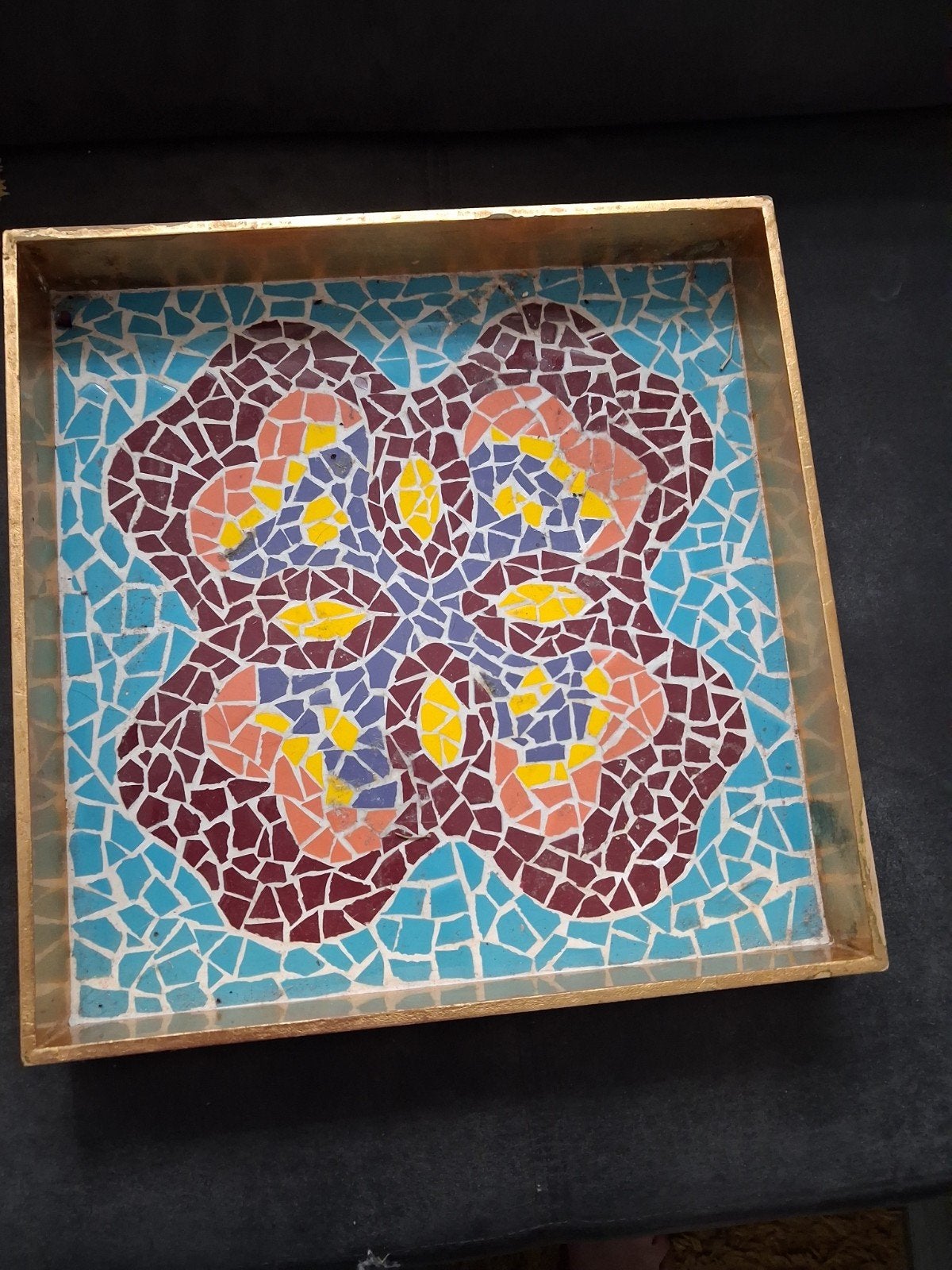 Decoratief Mozaïek Dienblad, Overige materialen, Vierkant, Ophalen of Verzenden, Zo goed als nieuw