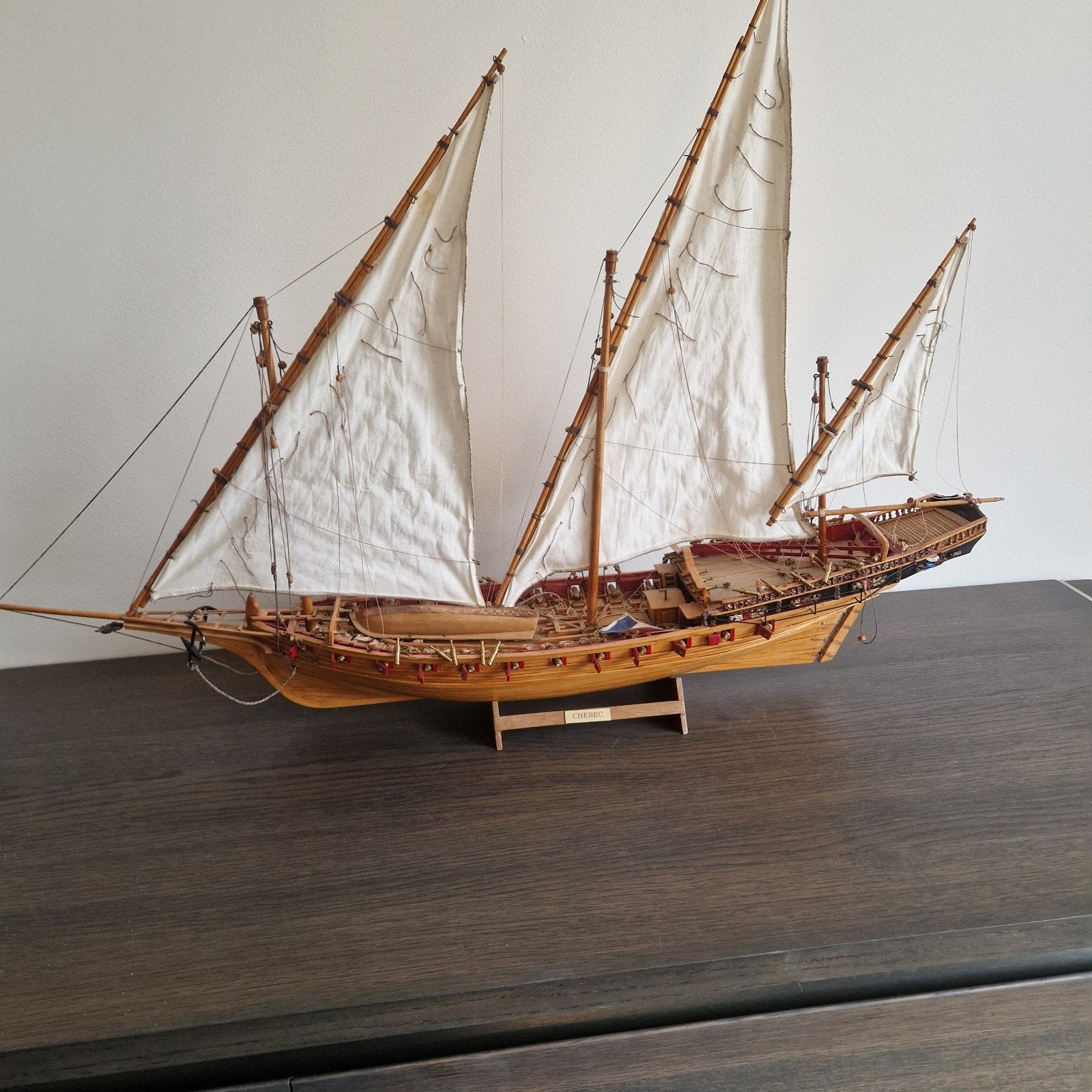 Handgemaakt houten model van een 18e-eeuwse Xebec, Ophalen of Verzenden, Zo goed als nieuw, Groter dan 1:32, Overige merken