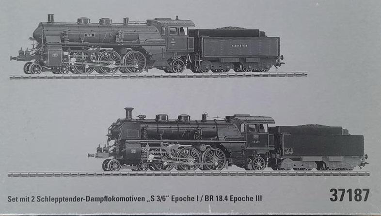 Marklin 37187  Dubbelset 2 stoomlocomotieven in nieuwstaat, Wisselstroom, Locomotief, Ophalen of Verzenden, Zo goed als nieuw