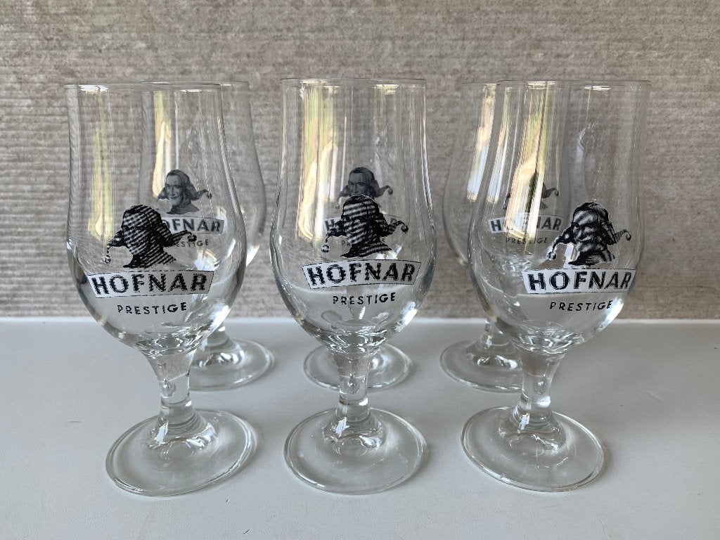Mooie bierglazen Hofnar Prestige glazen, Ophalen, Zo goed als nieuw, Glas of Glazen, Overige merken
