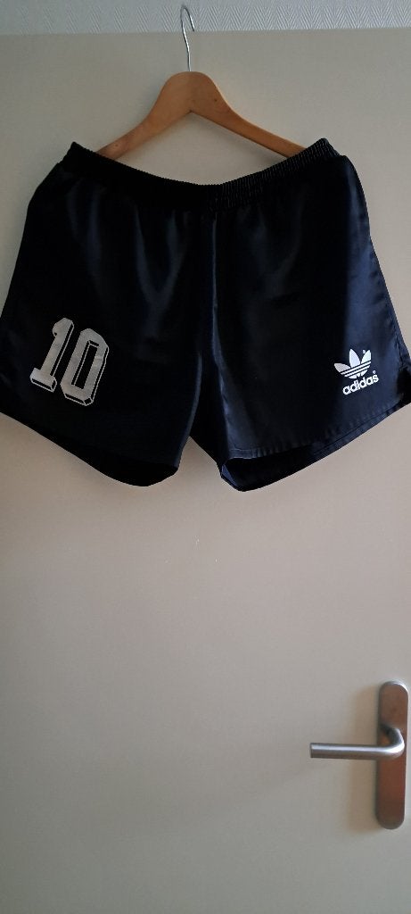 ADIDAS SHORT RETRO VINTAGE LOOK, MAAT M  WK 1990 DUITSLAND, Zwart, Zo goed als nieuw, Adidas, Voetbal