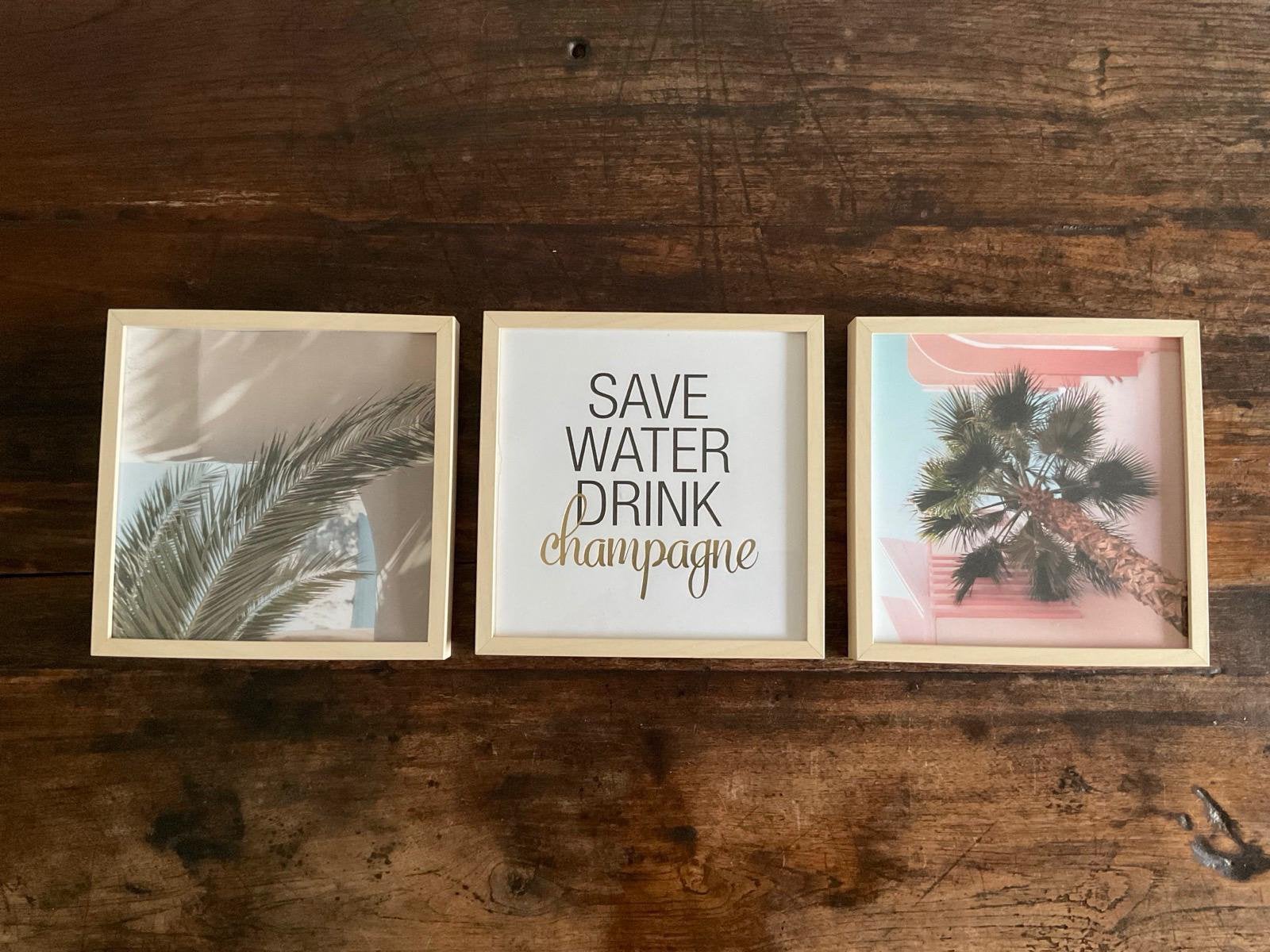 Fotolijsten 3 stuks 25x25 cm inclusief posters van Desenio, Ophalen, Zo goed als nieuw