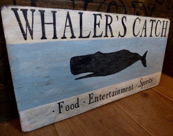 Handgeschilderd paneel/antiek vintage sign/pubbord/Whaler, Minder dan 50 cm, Ophalen of Verzenden, Zo goed als nieuw, B6