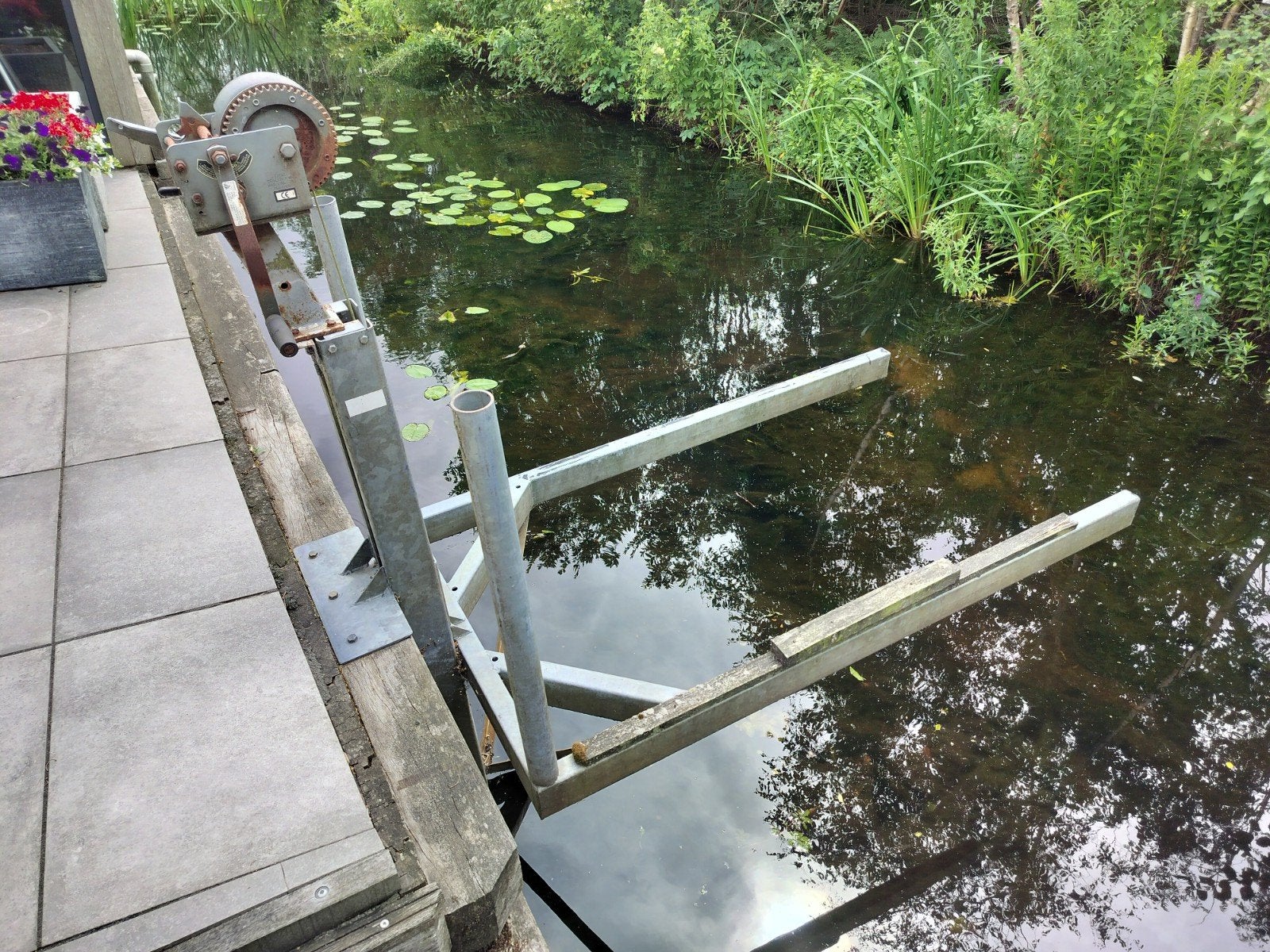 Gegalvaniseerde bootlift met lier en RVS kabel, Ophalen, Gebruikt, Overige typen