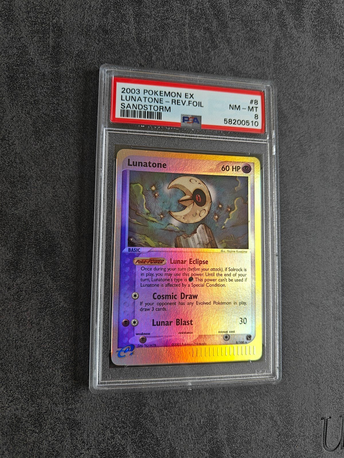 Lunatone Reverse Holo EX Sandstorm PSA 8, Ophalen of Verzenden