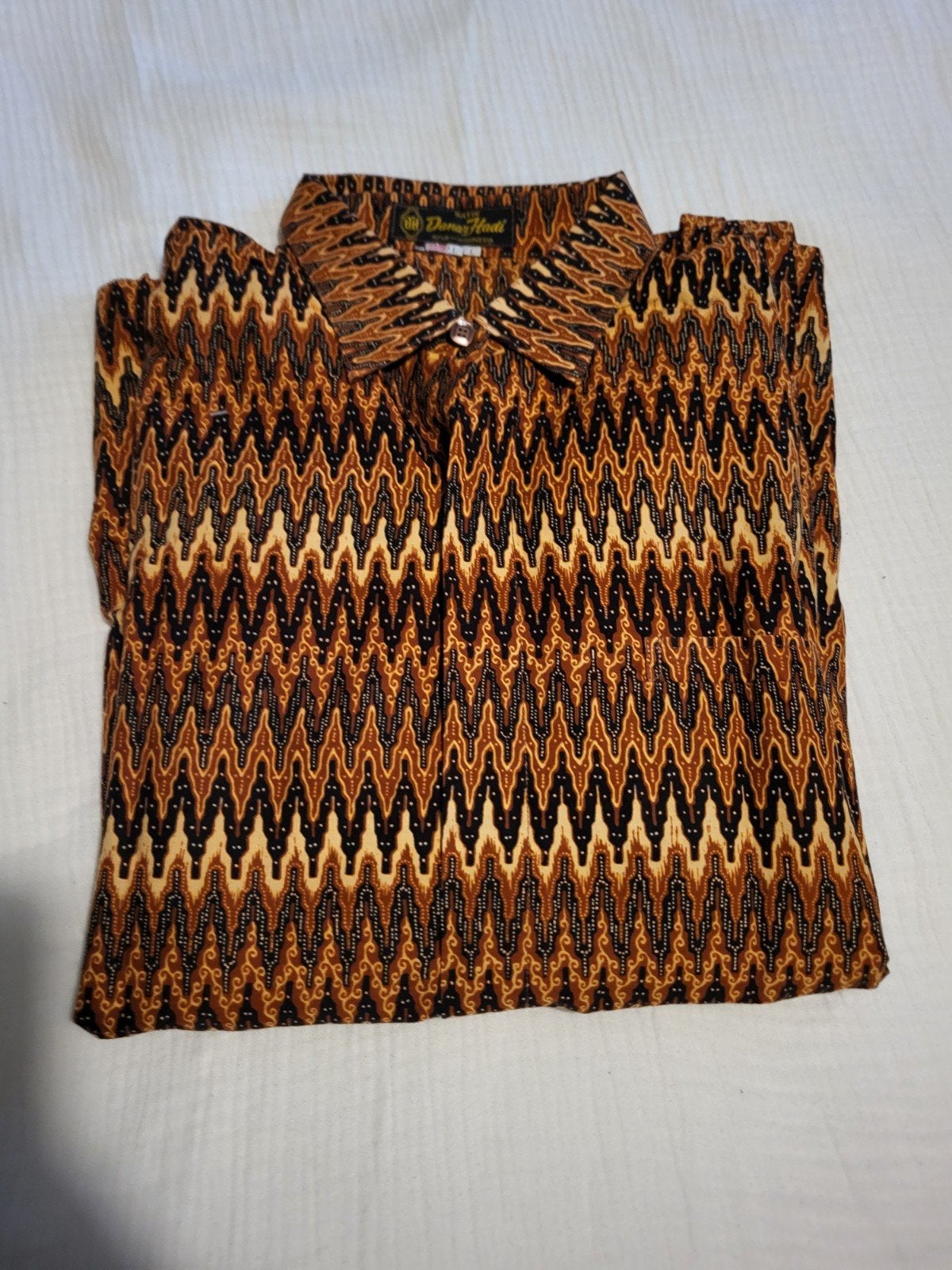 Batik Danar Hadi overhemd met zigzagpatroon, Danar Hadi, Meerkleurig, Ophalen of Verzenden, Zo goed als nieuw