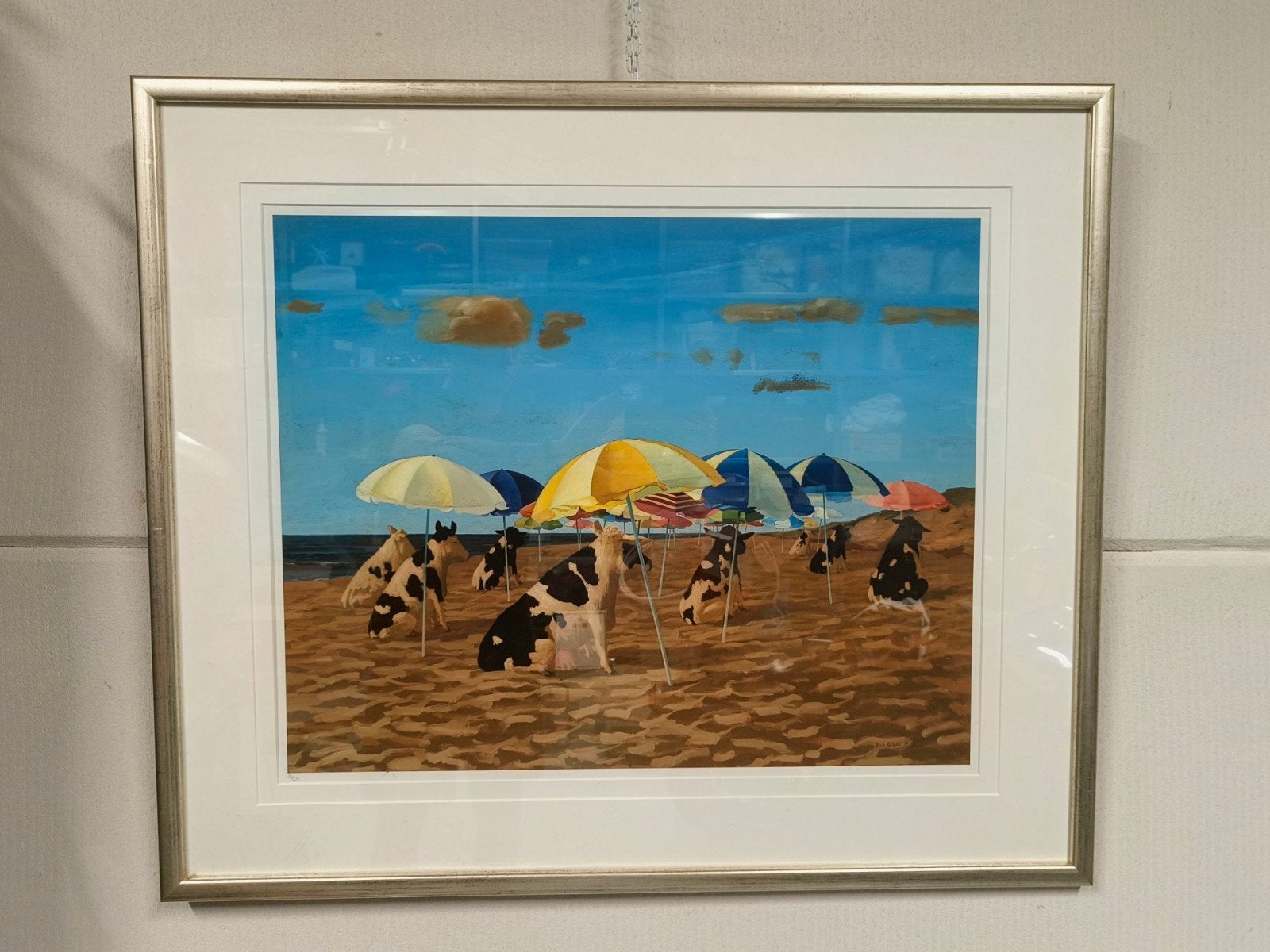 Bas Sebus - Koeien op het strand, Personages en Fantasiefiguren, Gelimiteerde oplage, Ophalen of Verzenden, Giclee