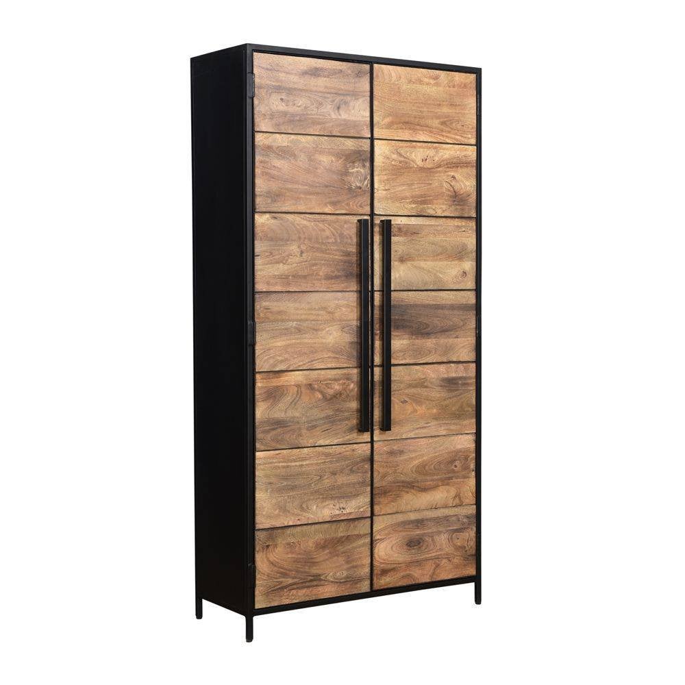 Opbergkast 2 deuren 100X40X200 mango deuren legplank actie, Overige houtsoorten, 1 of 2 laden, Nieuw, 150 tot 200 cm