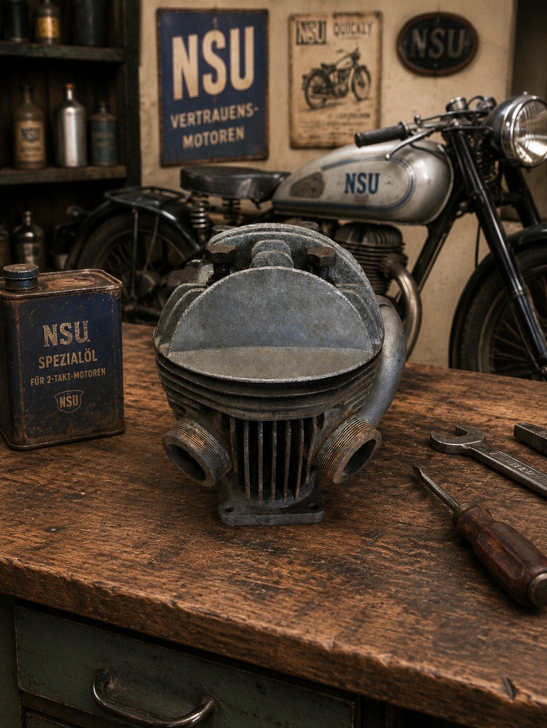 Vintage NSU Motorfiets Cilinderkop - Zeldzaam Onderdeel, Motoren, Ophalen of Verzenden, Gebruikt