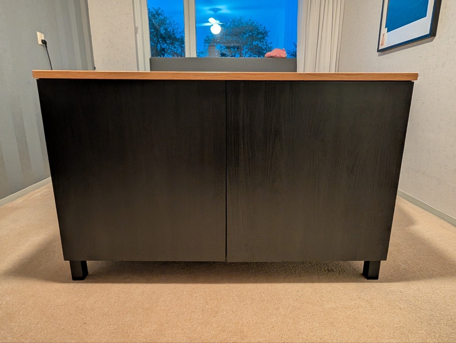 Ikea Besta kast met eiken fineer blad., 100 tot 150 cm, Modern, Scandinavisch, Ophalen of Verzenden, Zo goed als nieuw