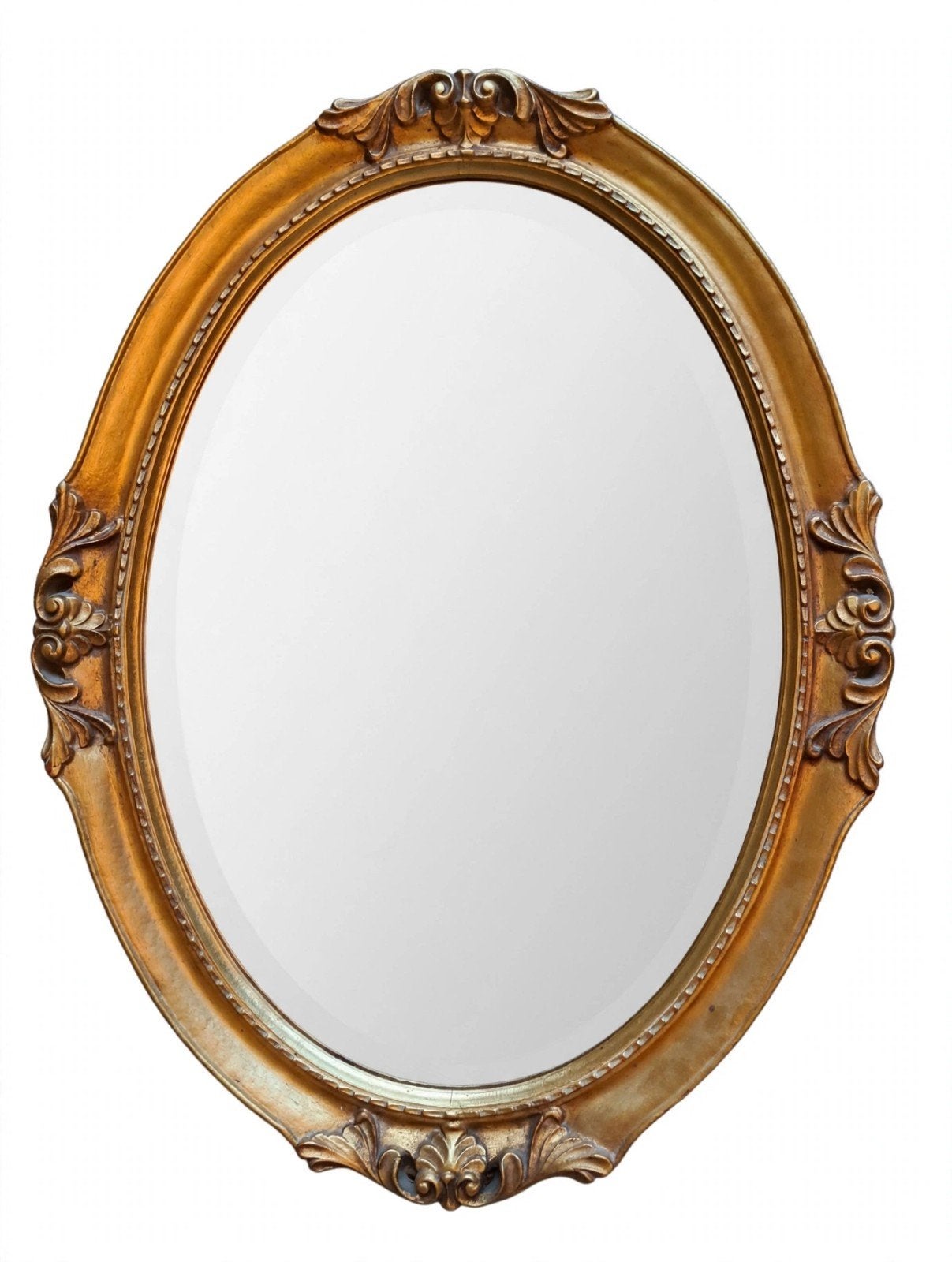 Ovale Spiegel Goud 82cm Barok Spiegel Kuifspiegel Antiek, Antiek en Kunst, Ophalen, Ovaal, 50 tot 100 cm, Minder dan 100 cm