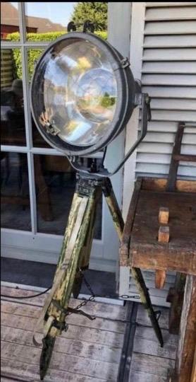 Vintage Industriële Zoeklicht Lamp op Statief, Ophalen of Verzenden
