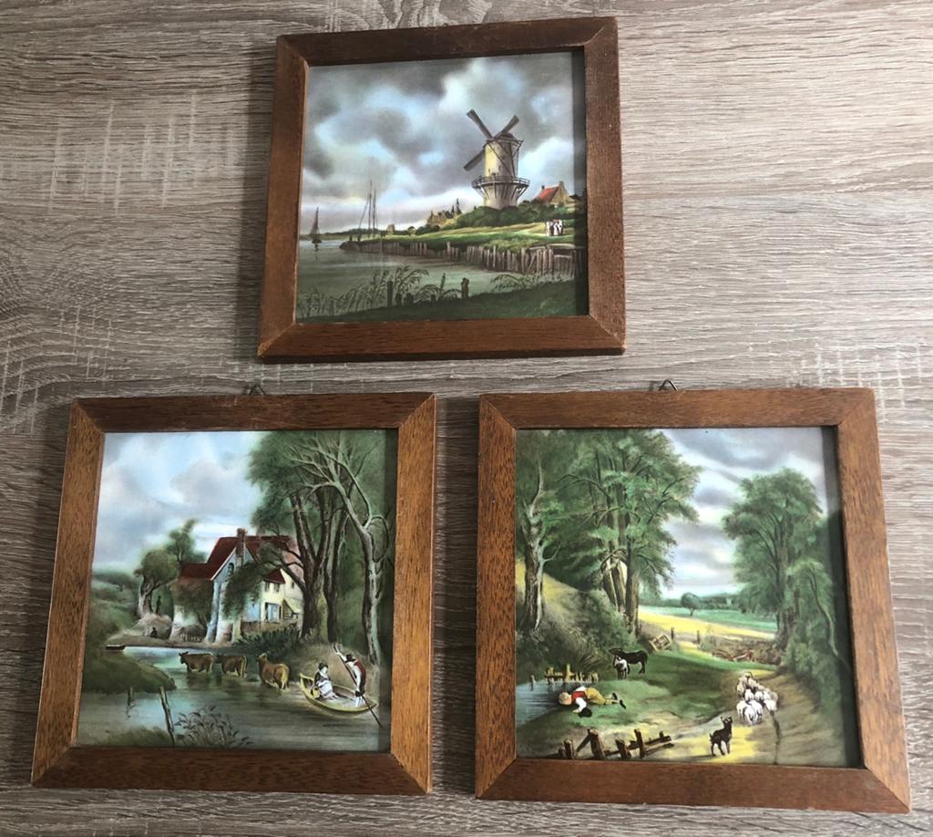 3 antieke sier tegeltjes Mosa, Ophalen