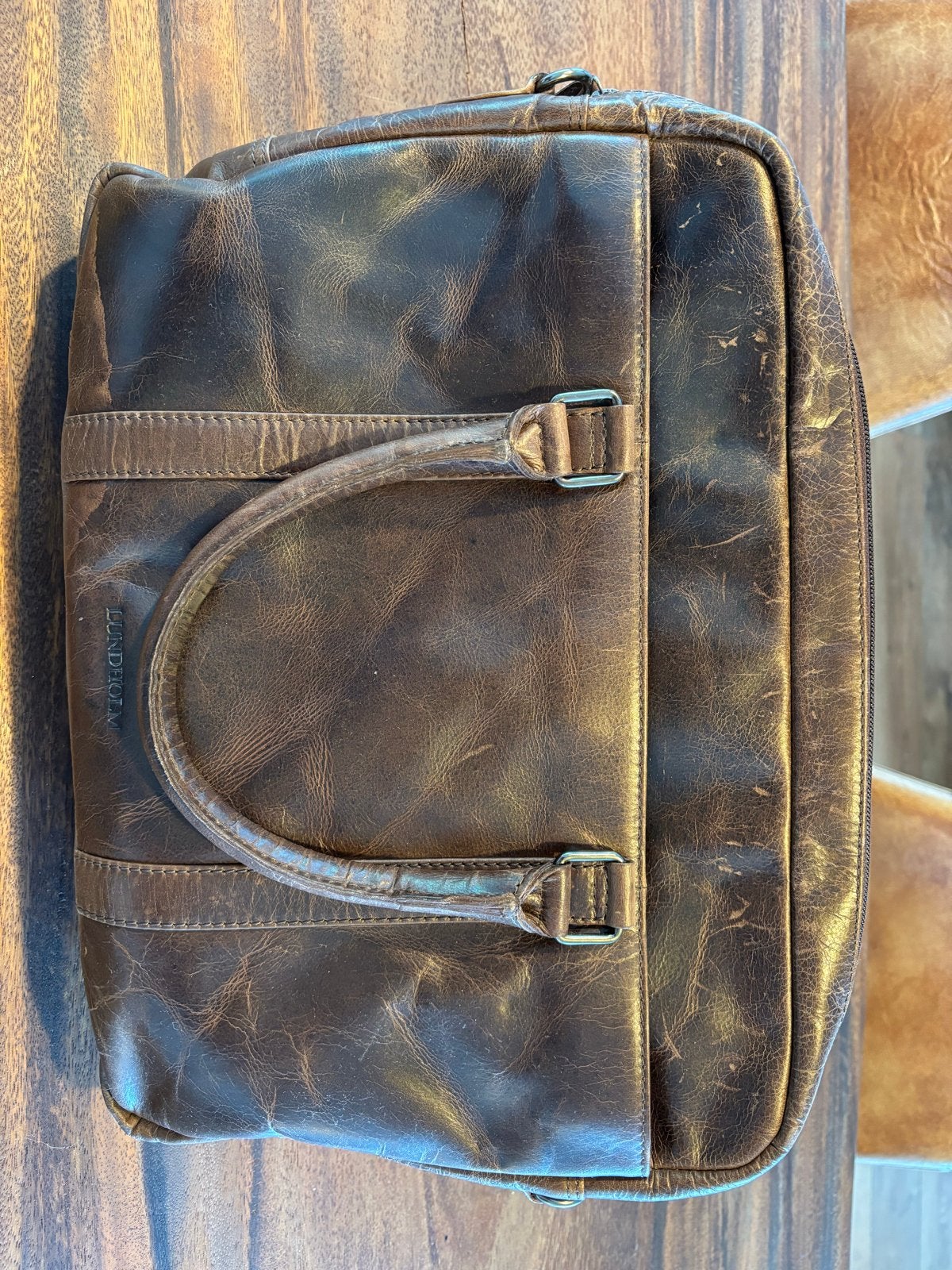 Lundholm Leren Laptoptas/Aktetas - Bruin, Ophalen, Zo goed als nieuw, Bruin