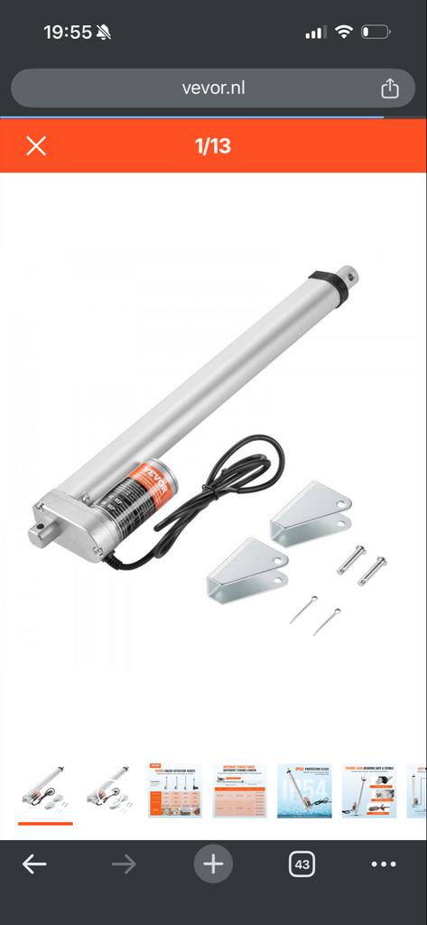 VEVOR 1500N Lineaire Actuator DC 12V nieuw!, Doe-het-zelf en Verbouw, Ophalen of Verzenden, Nieuw, Elektromotor