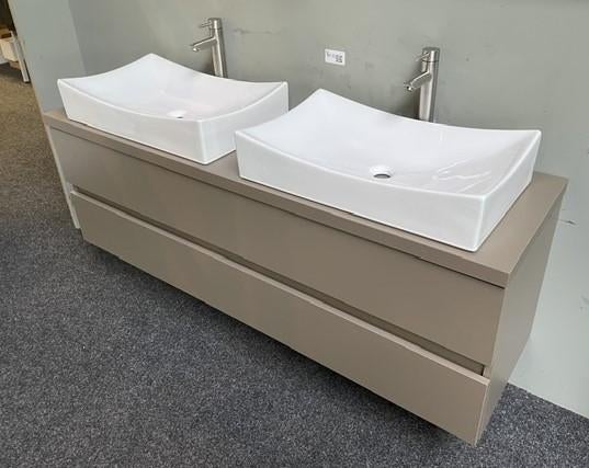 badmeubel BM160DL 160x46 2 lades, 2 x waskom, 2 x rvs kraan, Ophalen, Info@ligbaden.com, Rvs, Kraan