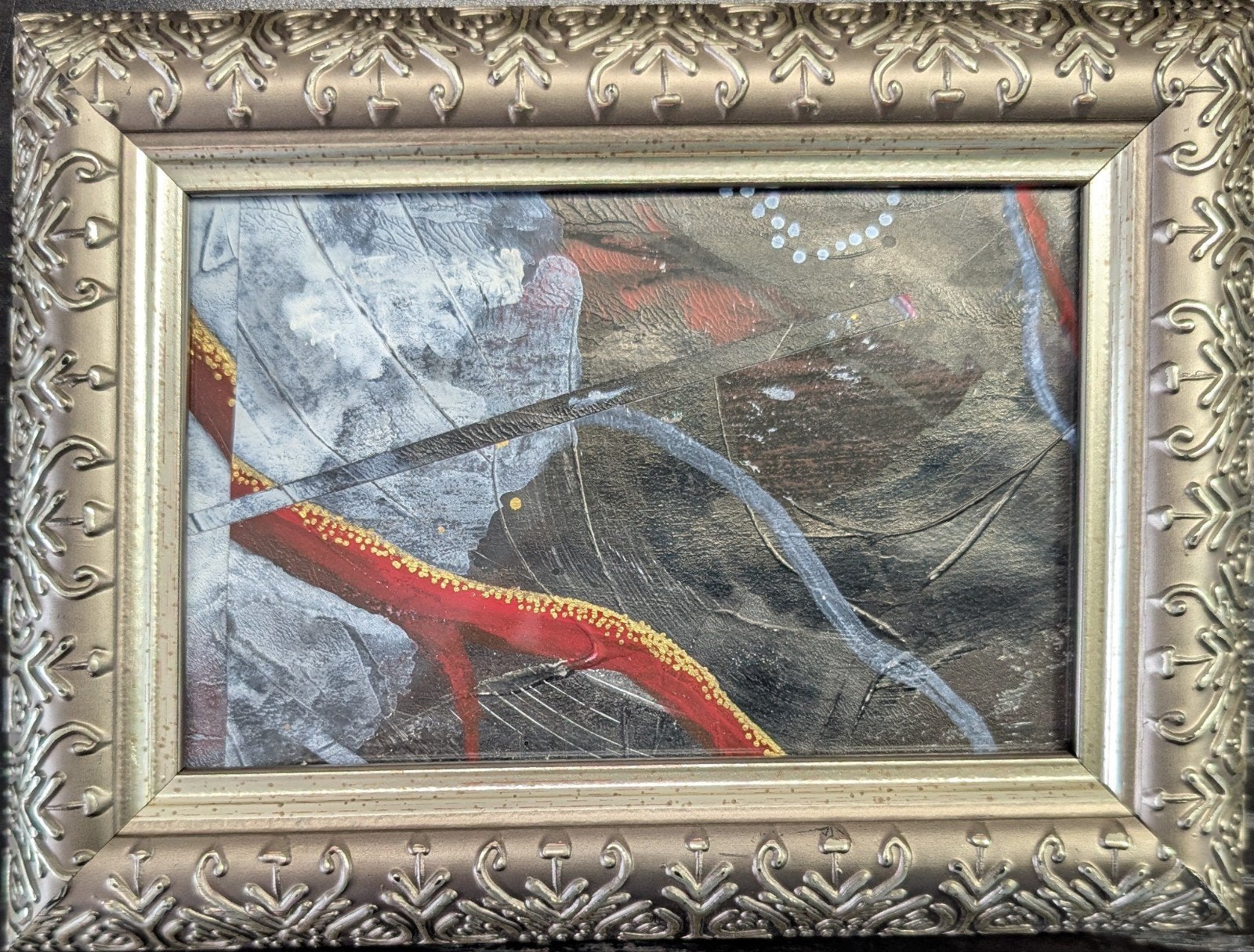Abstract kunstwerk in sierlijke lijst, Antiek en Kunst, Ophalen of Verzenden