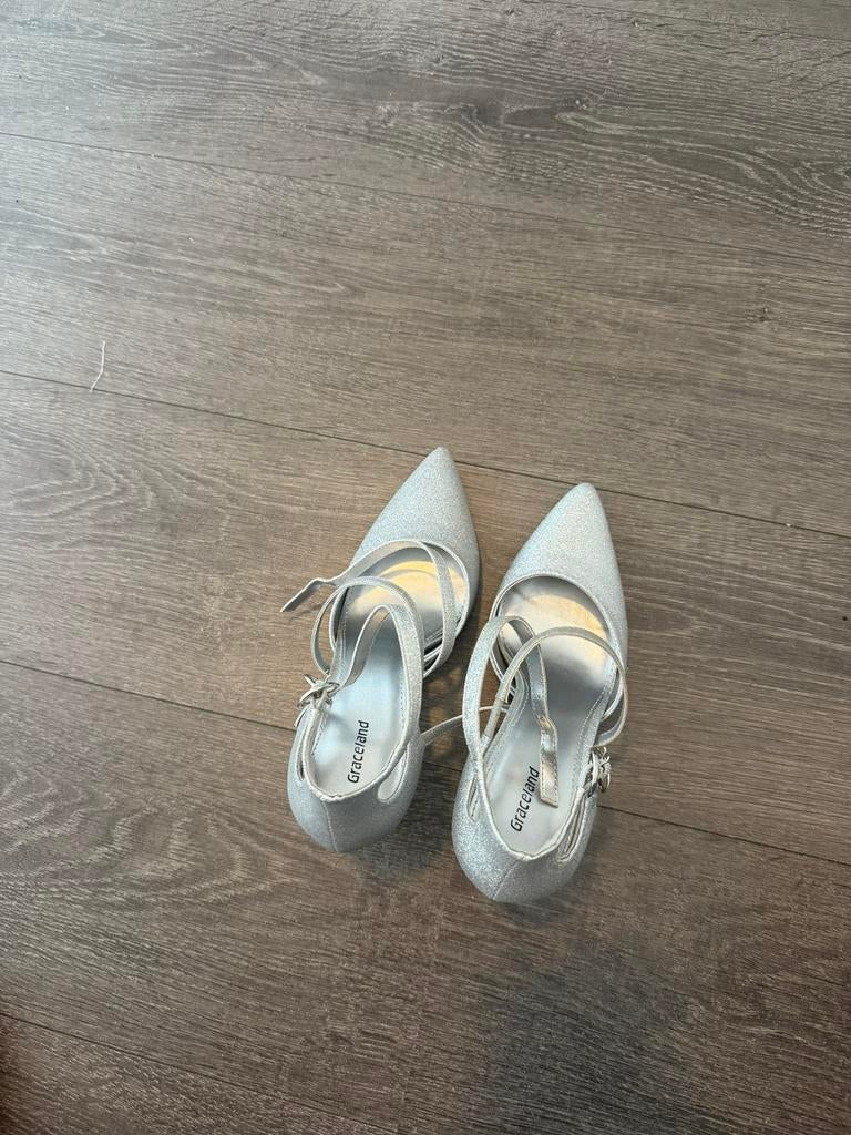 Zilveren glitter pumps maat 38, Ophalen of Verzenden, Zo goed als nieuw, Overige kleuren