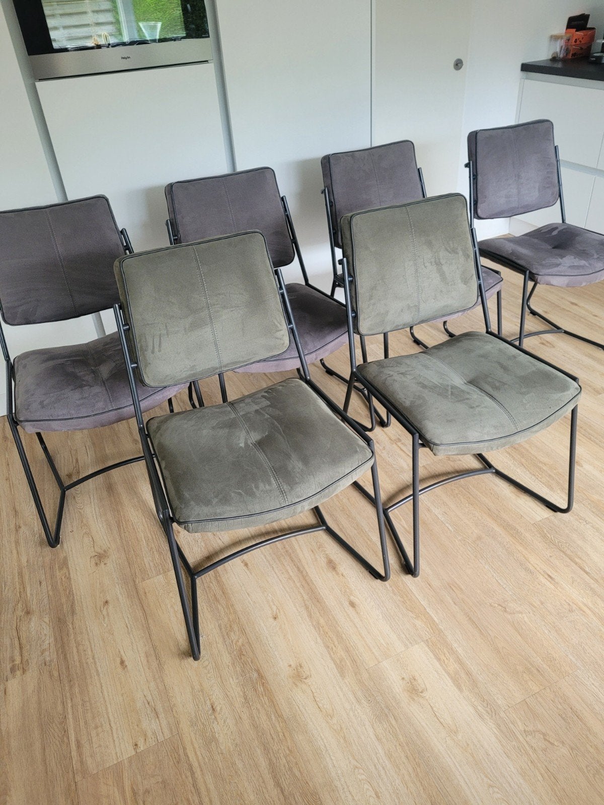 Henders & Hazel 6 eetkamerstoelen, Huis en Inrichting, Stoelen, Ophalen, Gebruikt, Grijs
