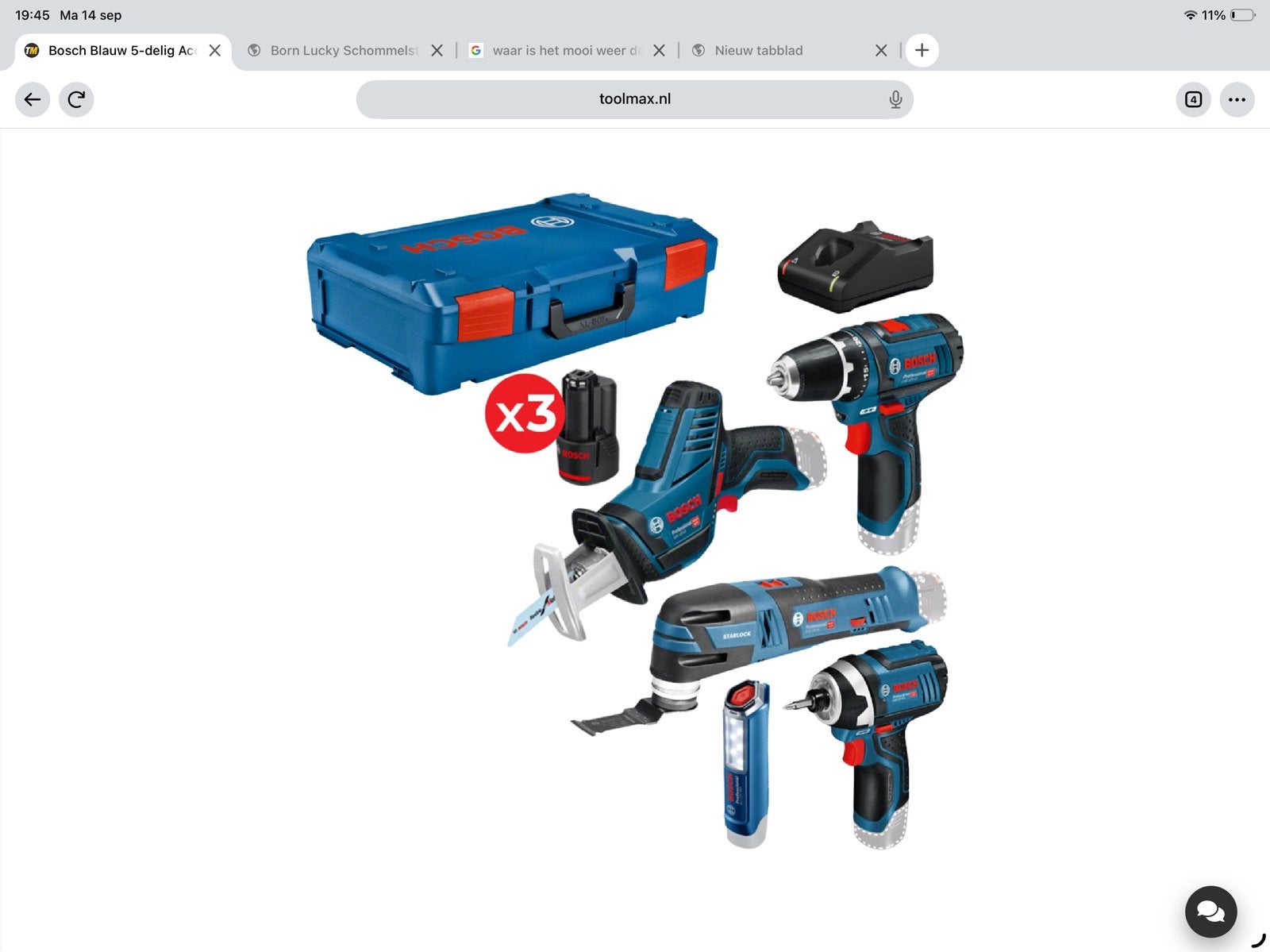 Bosch blauw set. Weinig gebruikt., Ophalen of Verzenden, Zo goed als nieuw