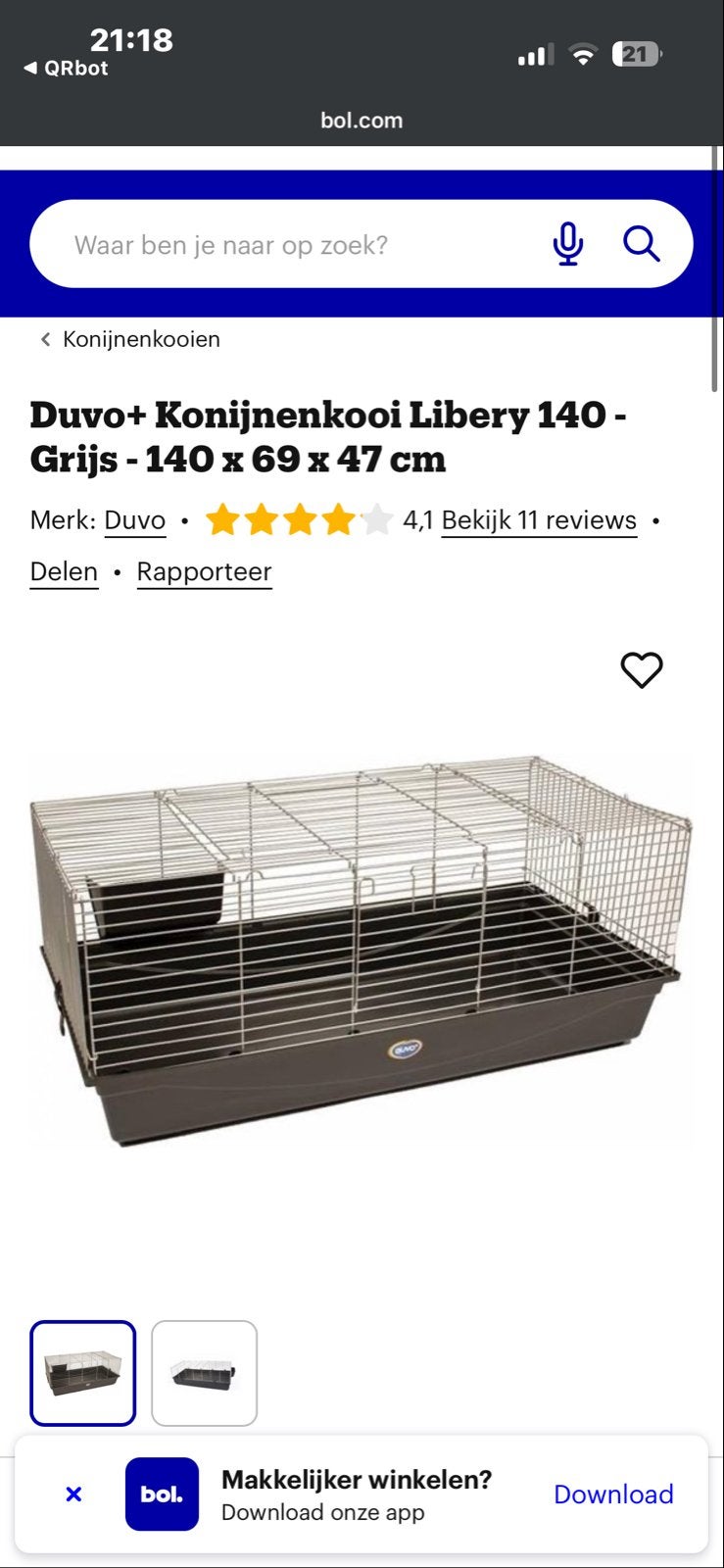 Duvo+ Liberty 140 knaagdierkooi, Minder dan 60 cm, Kooi, 110 cm of meer, Nieuw