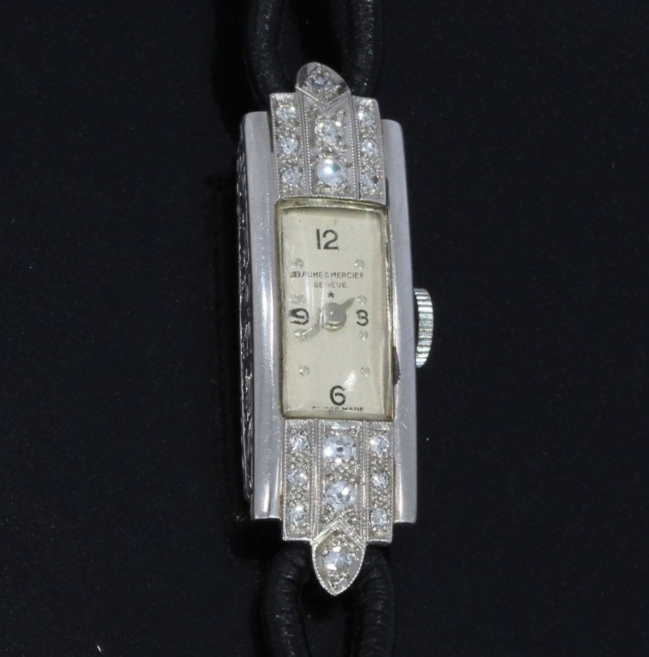 Art Deco diamanten antiek pols horloge dames Baume Mercier, Verzenden, Overige materialen, Armband, Met edelsteen