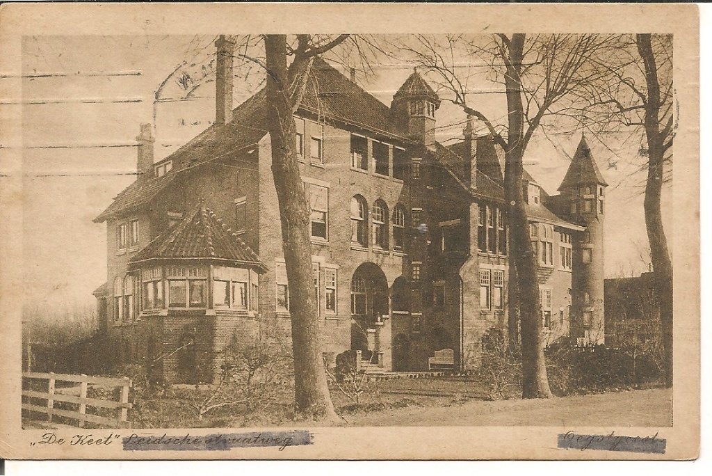 Oude briefkaart 'De Keet' Leidsche Straatweg, Oegtgeest., Ophalen of Verzenden, 1920 tot 1940, Gelopen, Zuid-Holland