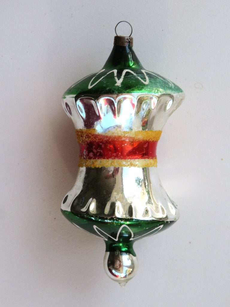 Oude Kerstbal: Grote Tol ( zilver, groen, oranje en rood ), Ophalen of Verzenden