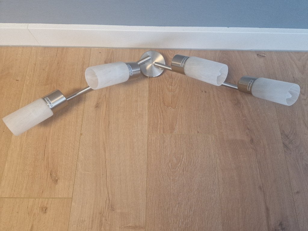 Plafondlamp zilver/glas, Huis en Inrichting, Ophalen of Verzenden, Zo goed als nieuw, Glas