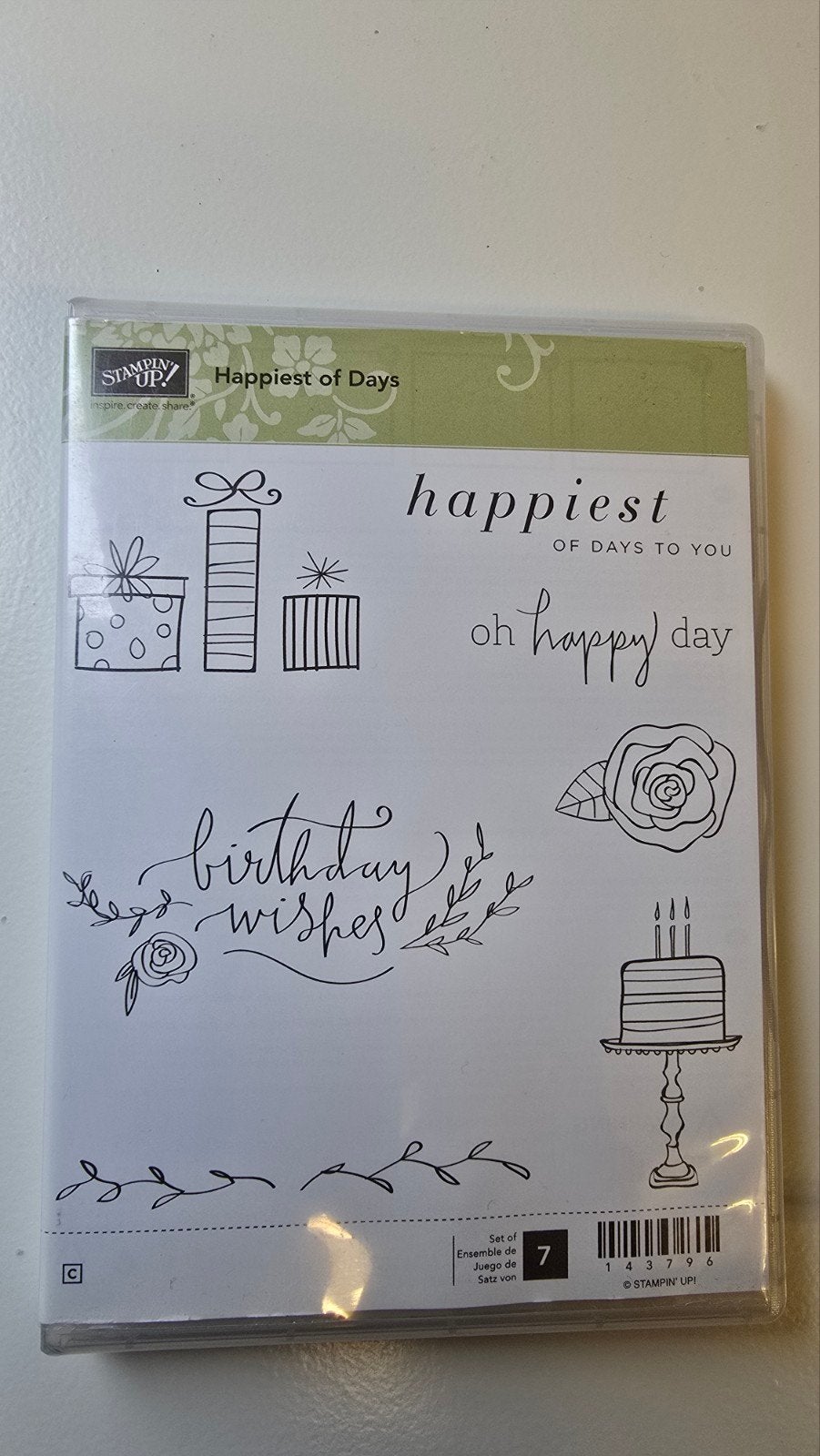 Stampin up stempelset happiest of days, Hobby en Vrije tijd, Ophalen of Verzenden, Gebruikt