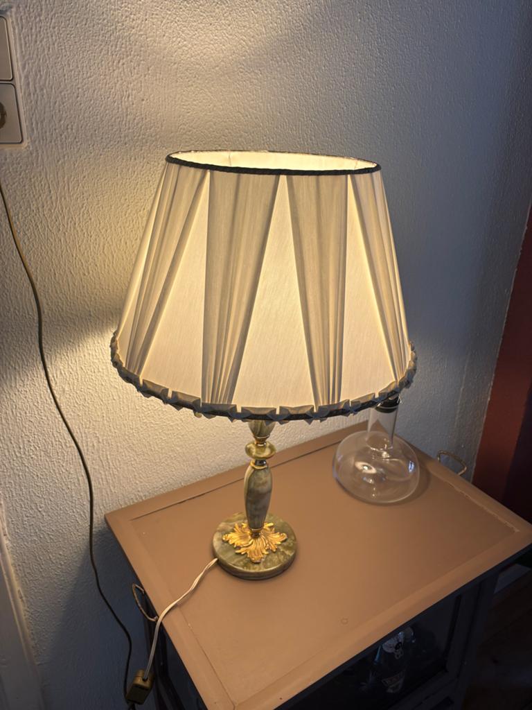 Vintage onyx/albast tafellamp met geplooide kap, Ophalen