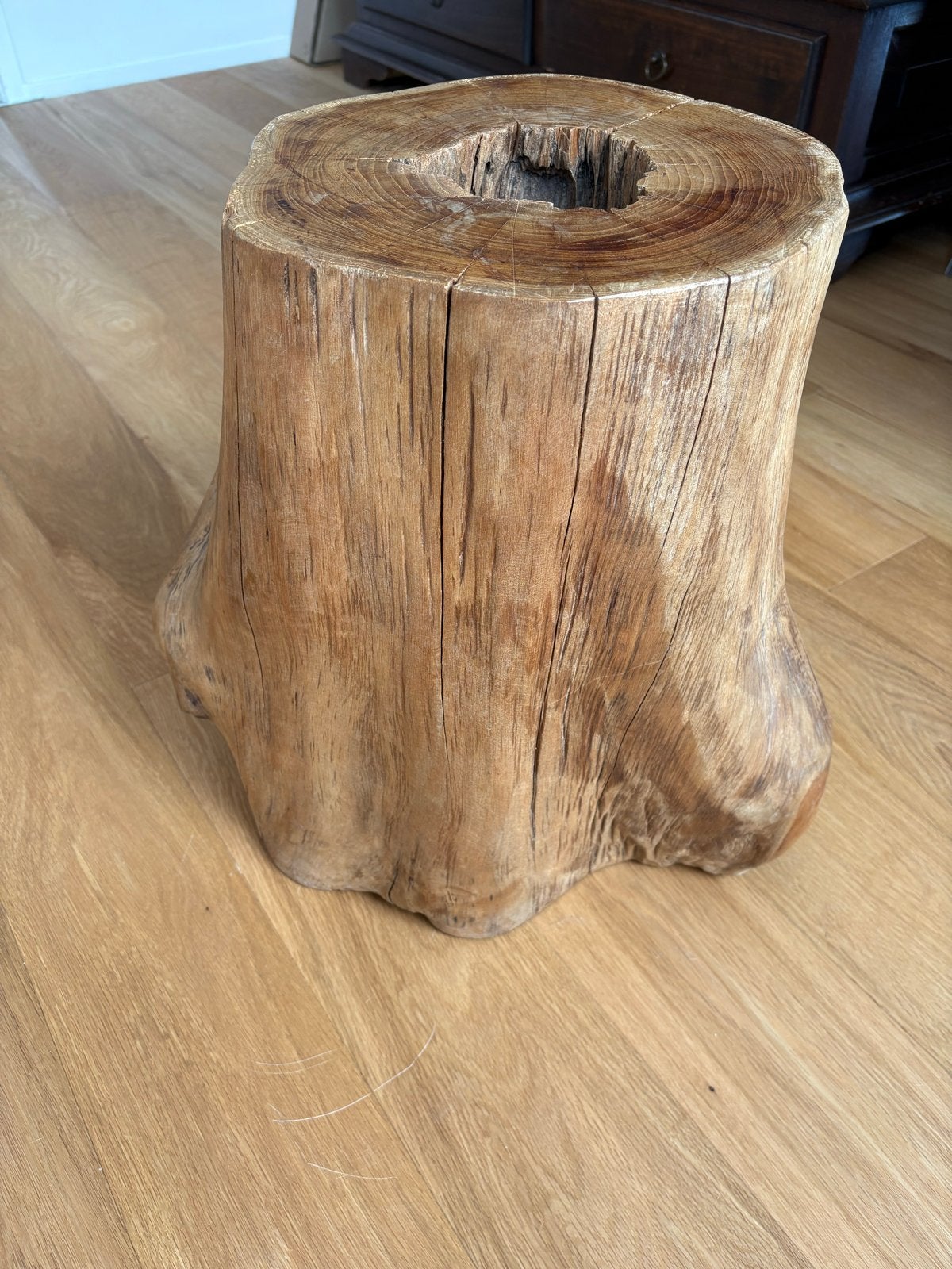 Boomstam bijzettafel decorstuk hout, Ophalen, Minder dan 45 cm, Minder dan 55 cm, Zo goed als nieuw