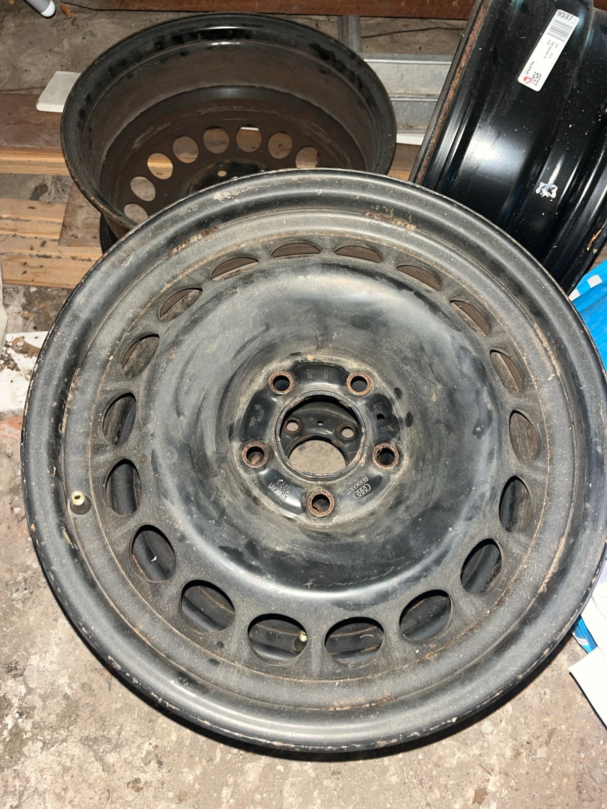 4x Stalen velgen Audi A4 ET39 16 inch, Ophalen, Gebruikt, Velg(en), 16 inch
