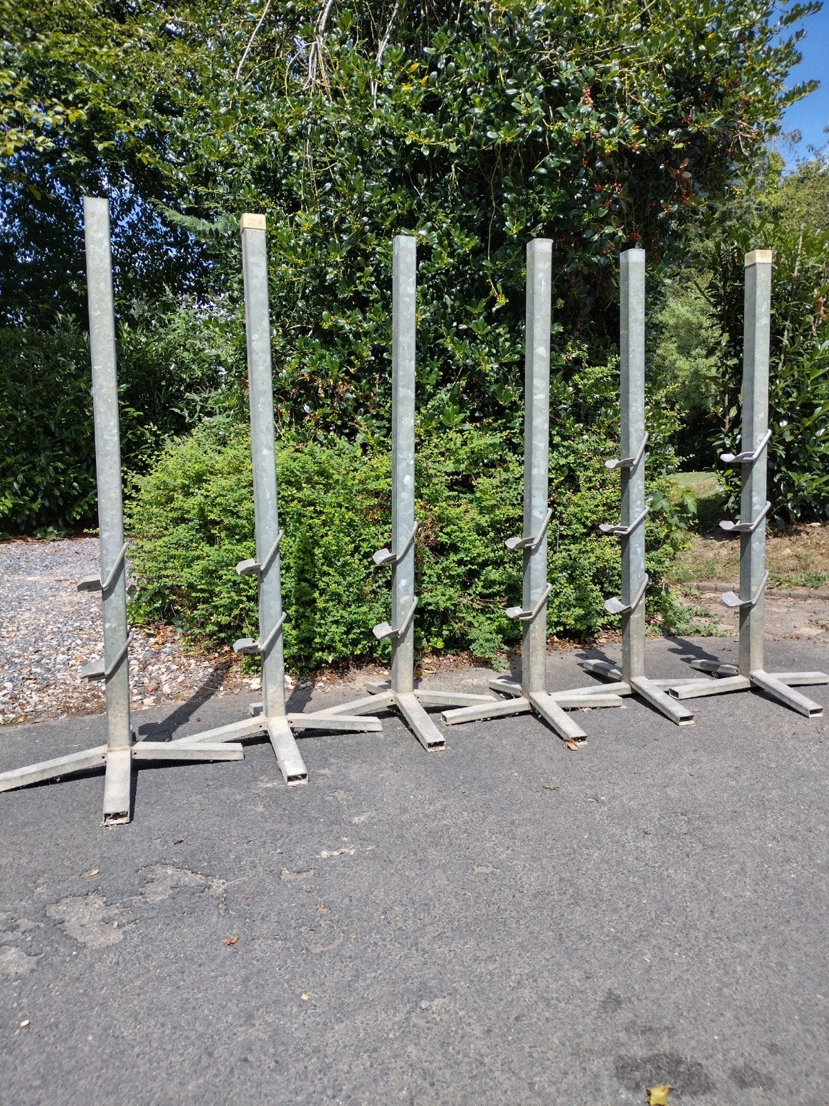 6x gegalvaniseerde springstaanders met 9 houten springbalken, Dieren en Toebehoren, Ophalen, Gebruikt