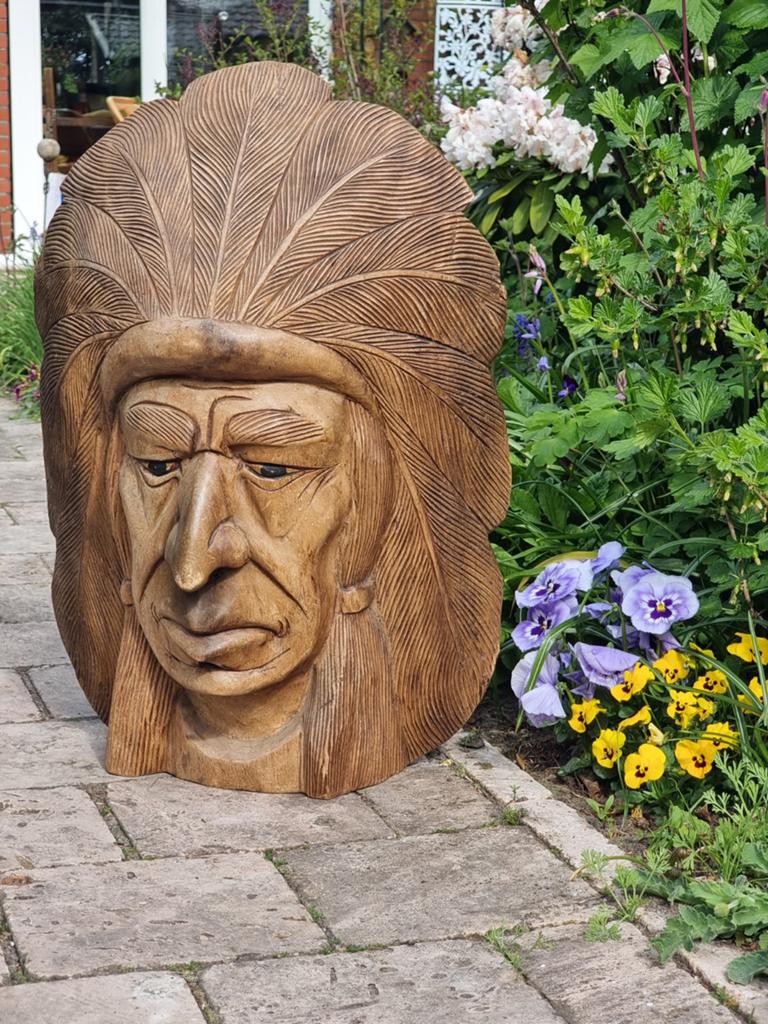 Indiaans massief houten beeld ca.60 cm hoog. Mooi stevig ., Antiek en Kunst, Ophalen of Verzenden